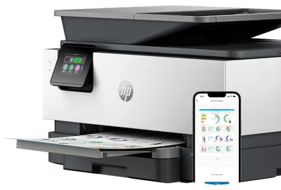 Produktbild von HP OfficeJet Pro 9120E Wireless All-in-One Farbe Drucker, Instant Ink; Beidseitiger Druck, Thermal Inkjet, Farbdruck, 4800 x 1200 DPI, A4, Direktdruck, Grau