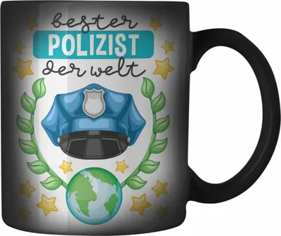 Produktbild von Trendation - Bester Polizist Geschenk Farbwechsel Zauber-Tasse mit Spruch Geschenke Polizei Männer Lustig (Schwarz)