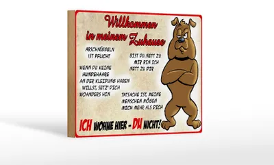 Produktbild von Holzschild Hinweis 18x12cm Hund Ich wohne hier Du nicht