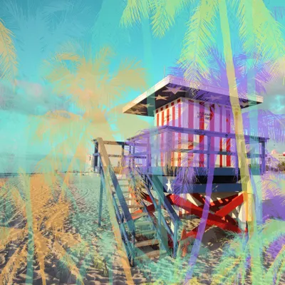 Wandbild Giclée-Druck "California Dreaming II", 70x70 cm, bunt
