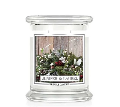 Image de Kringle Candle, bougie parfumée en pot, taille moyenne, senteur genévrier et laurier