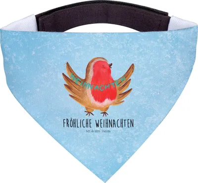 Produktbild von Mr. & Mrs. Panda Tuch Rotkehlchen Weihnachten - Eisblau - Geschenk, Winter, Heiligabend, Vogel, Halstuch Für Hunde, Weihnachtsgruß, Hunde-Halstuch, Bandana, Frohe, Hund