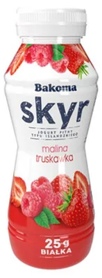 Zdjęcie produktu dla Bakoma SKYR Jogurt pitny typu islandzkiego malina-truskawka 300g
