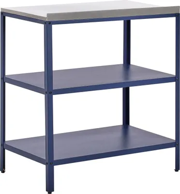 Zdjęcie produktu dla BELIANI Wyspa kuchenna ogrodowa niebieska ze stali nierdzewnej 80 x 50 x 92 cm zewnętrzna 2 półki