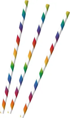 Immagine prodotto di cannucce di carta "Arcobaleno" | 12 pezzi / 19,7 cm