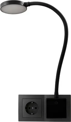 Productafbeelding van LED-fittinglamp bedlampje - 3,3W - zwart - dimbaar met touchfunctie