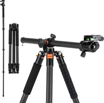 Productafbeelding van Horizontaal statief - Koolstofvezel statief - Productfotografie - 2-in-1 Monopod functie - 184 cm hoog - Zwart