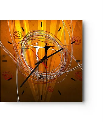 Produktbild von Wanduhr - Quadrat - Glasuhr - Leute Tanz Linien Tapeten - 30x30cm - Schleichendes Uhrwerk - Lautlos - zum Aufhängen bereit - Dekoration Modern - Wanddekoration aus Glas - C3AC30x30-1877