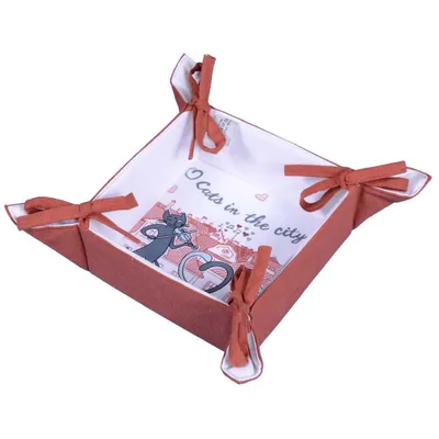 Produktbild von Home Elements Brotkorb aus Baumwolle Cats in the city 34 x 34 cm