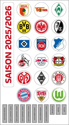 Produktbild von Bundesliga Magnettabelle – Vereinslogos (Saison 2025/26) | Offizielles Lizenzprodukt der DFL