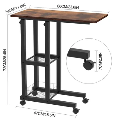 Image de Table d'appoint en forme de C, avec fonction extensible et sac de rangement