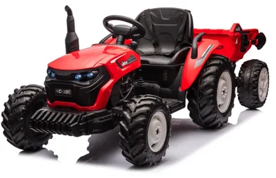 Produktbild von Elektrischer Kindertraktor mit Anhaenger - Kinder Elektroauto - 24V - mit Fernbedienung - Rot
