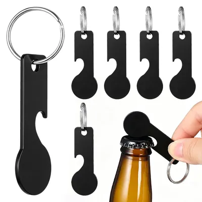 Produktbild von Flaschenöffner Schlüsselanhänger mit Einkaufswagenchip - Edelstahl - Für Einkauf und Alltag - Kompakt und tragbar