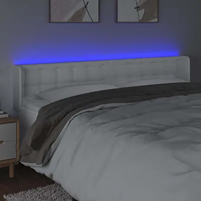 Imagen del producto de vidaXL Cabecero LED blanco, 163x16x78/88 cm, revestimiento de cuero sintético