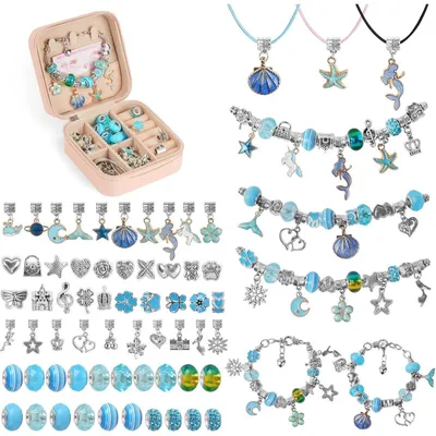 Productafbeelding van Knutselset armbandjes, meisjes, adventskalender, cadeau, 6-12 jaar, blauw