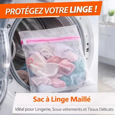 Image de Sac à Linge Maillé avec Fermeture Éclair – 50 x 60 cm