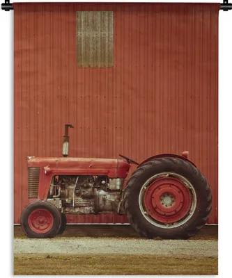 Produktbild von MuchoWow® Wandteppich Wandbehang Traktor - Scheune - Rot - Bauernhof 150x200 cm Tapisserie Dekoration Wandtuch - Wandaufhängung - Moderner