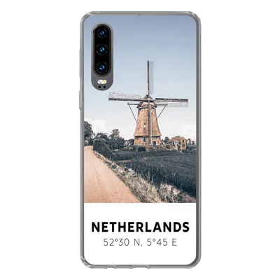Produktbild von MuchoWow® Handyhülle Schutzhülle Hülle für Huawei P30 Niederlande - Mühle - Wiese Silikon Softcase Handy Hülle - Kartenbesitzer