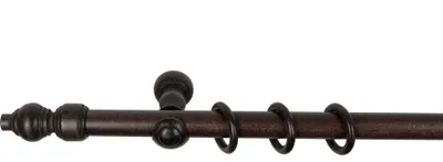 Produktbild von SN Deco - Stilgarnitur Gardinenstange Vorhangstange Filigrano, Holz, Klassikträger offen, 28 mm, 1-Lauf, Komplettset mit Ringen, Farbe Wenge, 120 cm
