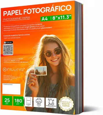 Produktbild von Fotopapier A4, glänzend, 180 g/m², 25 Blatt, für Inkjetdrucker