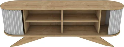 Produktbild von Fernsehschrank Desteve, Ständer für Wohnzimmerfernseher, Niedriges Wohnzimmer-Sideboard, TV-Ständerbasis, 180x43h60 cm, Eiche und Weiß