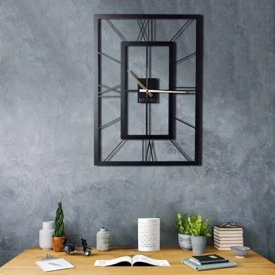 Produktbild von Opviq, November- BSG1114, Schwarz, Wanduhren, 70 x 49 cm, 100% Metall (Dicke: 2 mm)