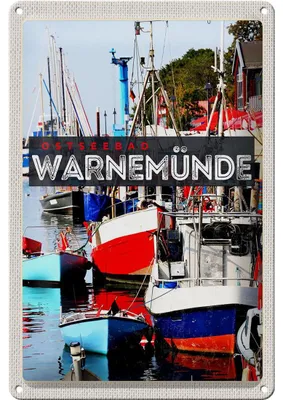 Produktbild von Blechschild Reise 20x30cm Warnemünde Ostseebad Schiffe Boot Meer