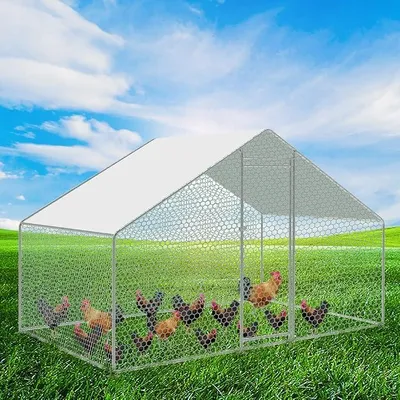 Produktbild von Freilaufgehege Hühnerstall 3x2x2m Hühnerhaus Verzinkter Stahlrahmen Hühnerstall Winterfest Voliere Hühner Kleintiergehege Außen,für Hühnerkäfig Kleintiere Vogelkäfig Haustierkäfig