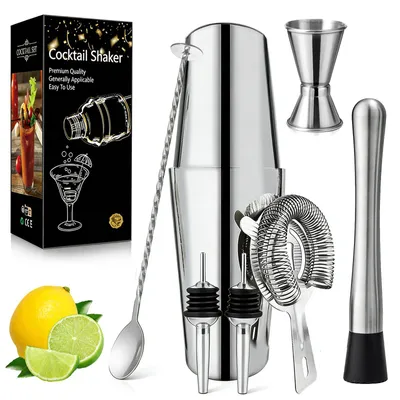 Cocktail-Shaker-Set 7-teilig, Edelstahl, 700/600 ml, silber