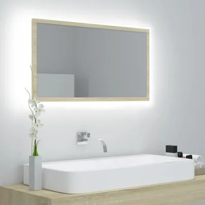Produktbild von vidaXL LED koupelnové zrcadlo Sonoma Oak 80x8,5x37 cm Akryl