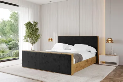 Produktbild von ALTDECOR Polsterbett mit Bettkasten -ENZO9-Z 160x200 Schwarz, Lattenrost, Boxbett mit Kopfteil, Doppelbett mit Stauraum ohne Matratze