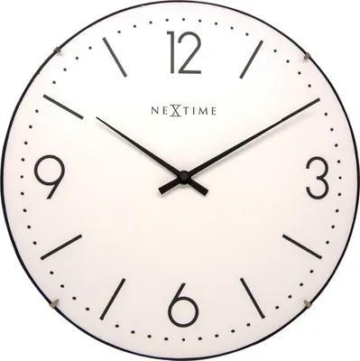 Obrázek produktu pro NeXtime 3157WI, Zeď, Hodiny, Kruh, Černá, Bílá, Sklo, Dospělí