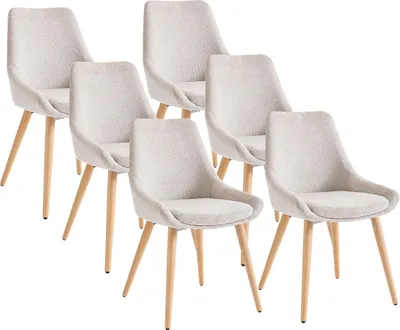 Produktbild von Satz von 6 gepolsterten Stühlen mit Buchenholz - Beige - MASURIE