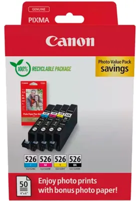 Produktbild von Canon CLI-526 BK/C/M/Y Photo Value Pack