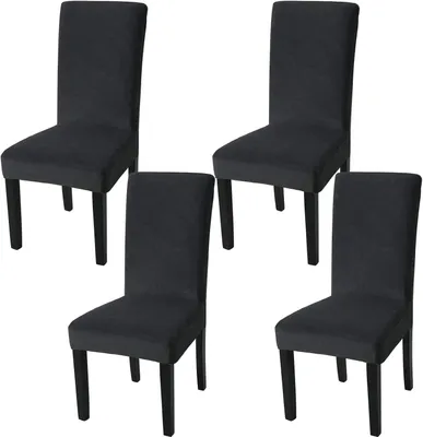 Zdjęcie produktu dla Pokrowce na krzesła 4 sztuki, velvet stretch, pralne, do jadalni