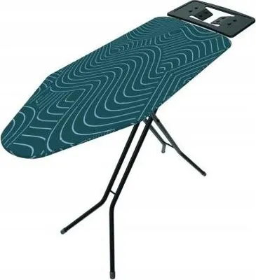 Produktbild von Schwarzes Bügelbrett aus Stahl 120 x 38 cm, höhenverstellbar mit Bügeleisenablage