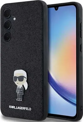 Image de Karl Lagerfeld Fixed Glitter Iconic Logo Metal Pin Case pour Samsung Galaxy A35 - Noir