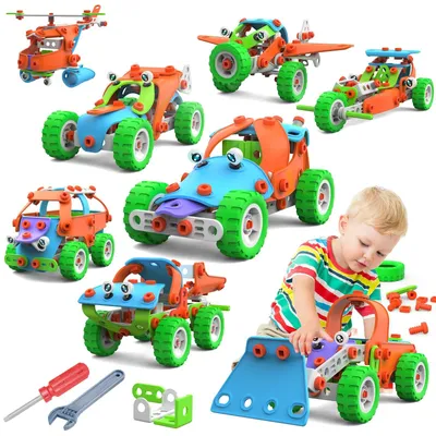 Produktbild von Konstruktionsspielzeug Bausatz Bausteine - 185 Teile - 10 Modelle - Für Kinder von 4 bis 8 Jahren