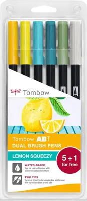 Obrázek produktu pro Tombow ABT Dual Pen Brush sada oboustranných štětcových fixů - Lemon Squeezy 6 ks