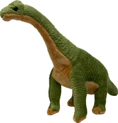 A plush toy dinosaur.