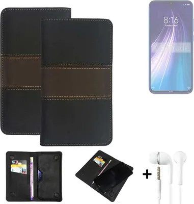 Produktbild von K-S-Trade Handyhülle + Kopfhörer kompatibel mit Xiaomi Redmi Note 8 Schutzhülle Walletcase Bookstyle Tasche Schutz Case Hülle Wallet Cover