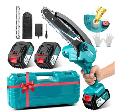 Image de Mini scie à chaîne - Scie manuelle - Scie d'élagage - Scie à chaîne - 15 cm (6 pouces) - Portable - Sans fil - 800W