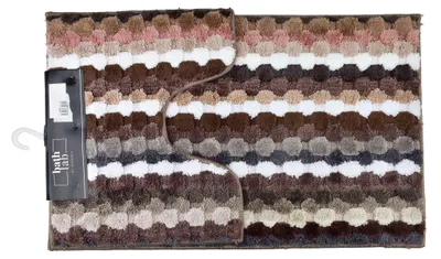 Productafbeelding van Badmatset, textiel, merk ZAC, bruin, gestreept, 2-delig, afmetingen: 50x40 cm + 50x90 cm