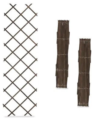 Productafbeelding van Relaxdays uitschuifbaar rankhek, set van 3, 180x60 cm, hout, voor wandmontage, klimhulp voor klimplanten, houten hekwerk, bruin, AI-gegenereerde afbeelding