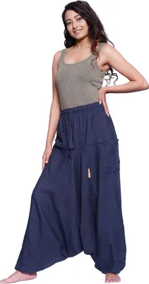 Zdjęcie produktu dla Haremshose Pumphose Aladinhose Pluderhose Yoga Goa Sarouel Baggy Freizeithose Singharaja Damen, blau