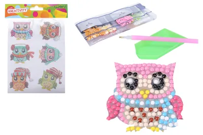 Produktbild von Kreatives Set mit Diamantaufklebern Eulen