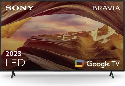 A Sony Bravia LED TV displaying a landscape image, with branding and feature text overlaid.