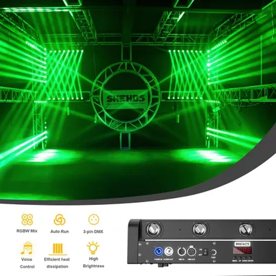 Produktbild von LED-Lichtleiste mit Moving Head - Bühnenbeleuchtung - RGBW - 8 x 12 W - DMX512 - 4er-Set - EU-Stecker