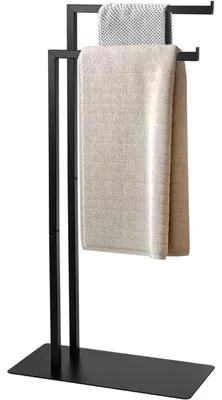 Immagine prodotto di Portasciugamani autoportante, nero, acciaio, 2 barre, 42x20x81 cm