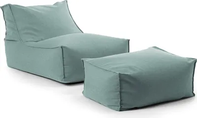 Produktbild von mokebo® Outdoor Sitzsack und Pouf für Kinder & Erwachsene 'Der Sundowner', Bean Bag mit Füllung oder Bodenkissen für Indoor & Outdoor, auch als Liegekissen, Relaxliege mit Hocker in Himmelgrau
